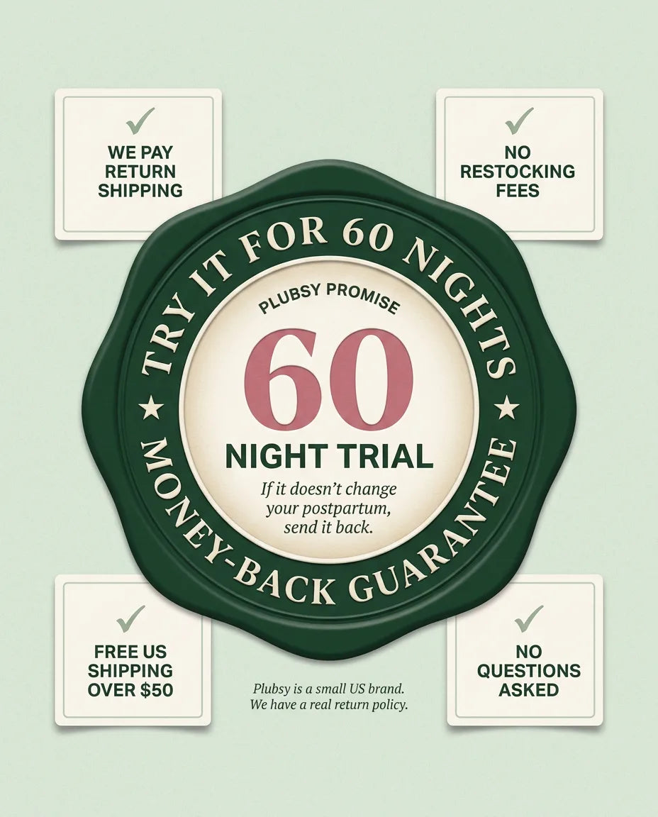 Plubsy promise: 60 night trial money-back guarantee. We pay return shipping. No restocking fees. Free US shipping. No questions asked.
